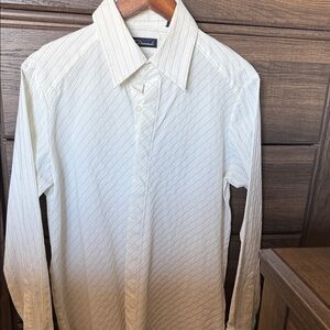 Diamond Supply Co. Men's Cream White Pinstripe Dress Shirt